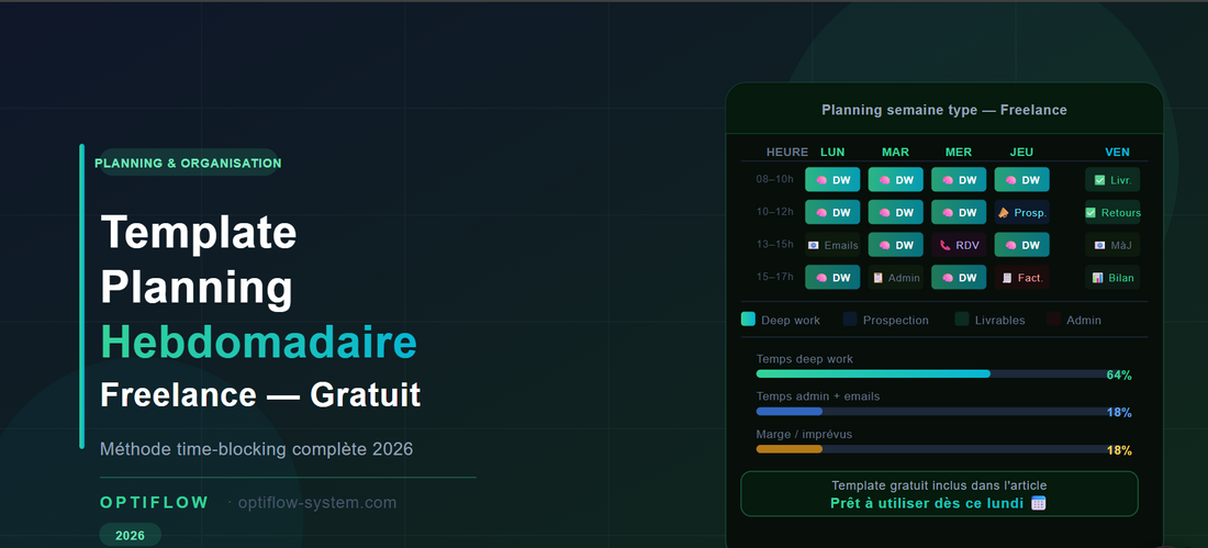 Template de Planning Hebdomadaire Freelance (Gratuit + Méthode Complète 2026)